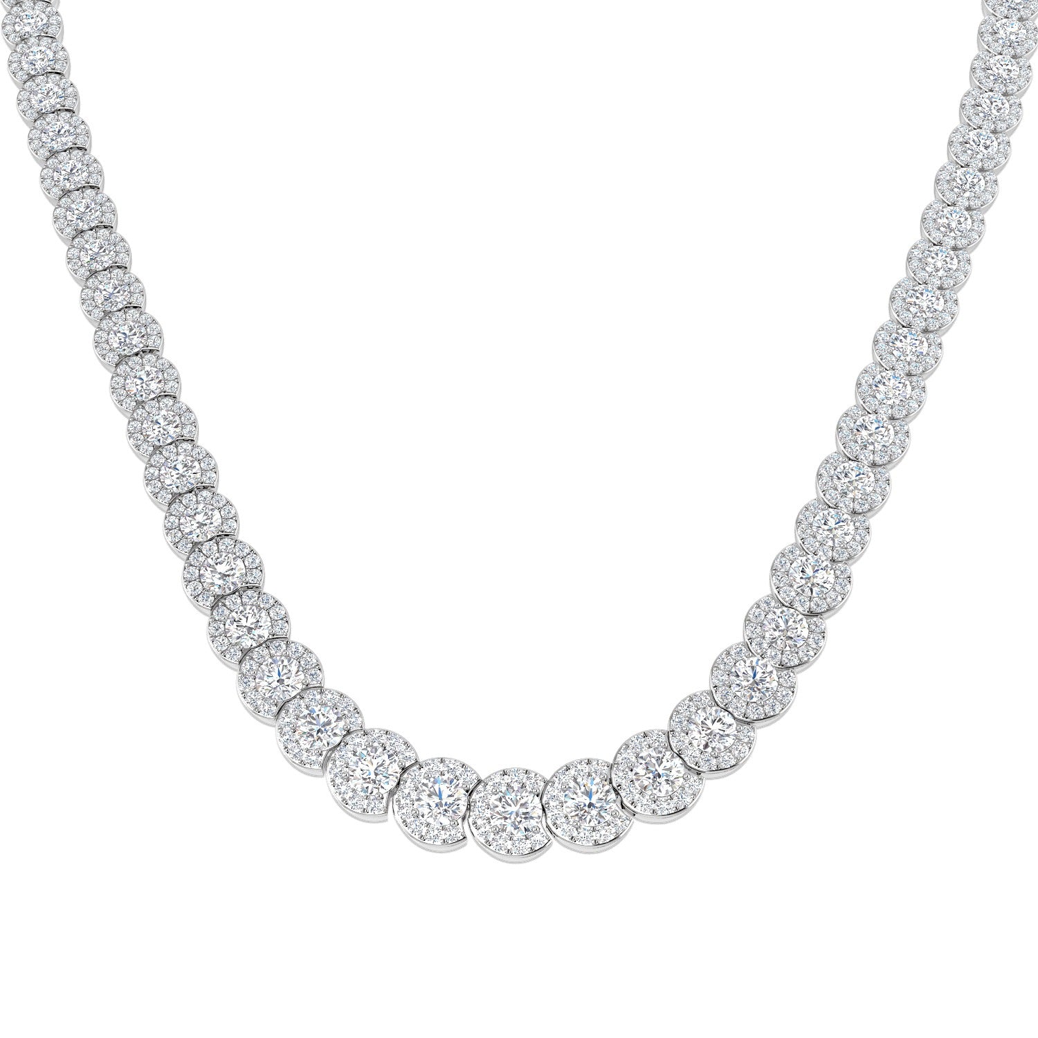 Forty Halo Diamond  Necklace 29ct Gold Platinum