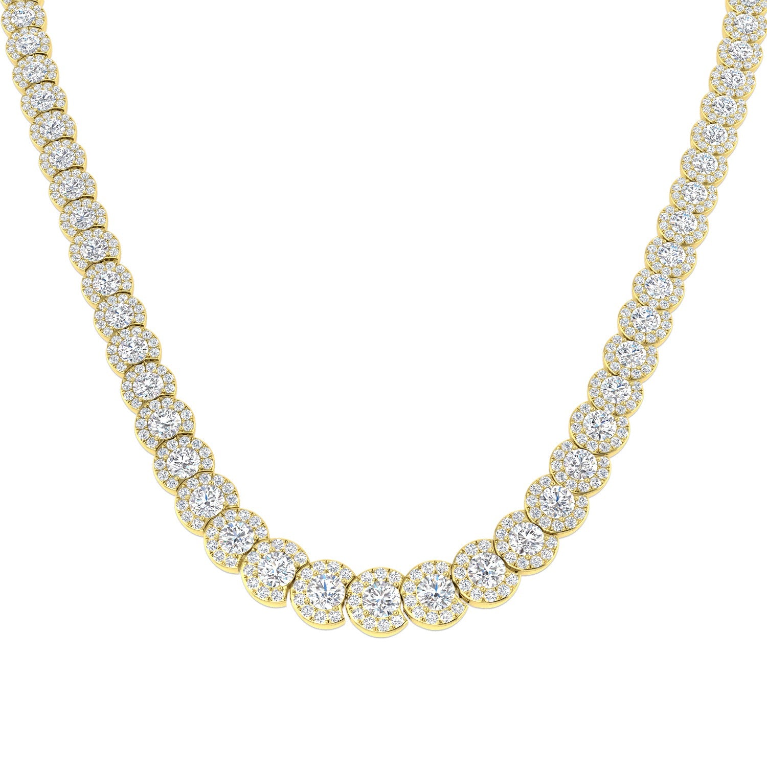 Forty Halo Diamond  Necklace 29ct Gold Platinum