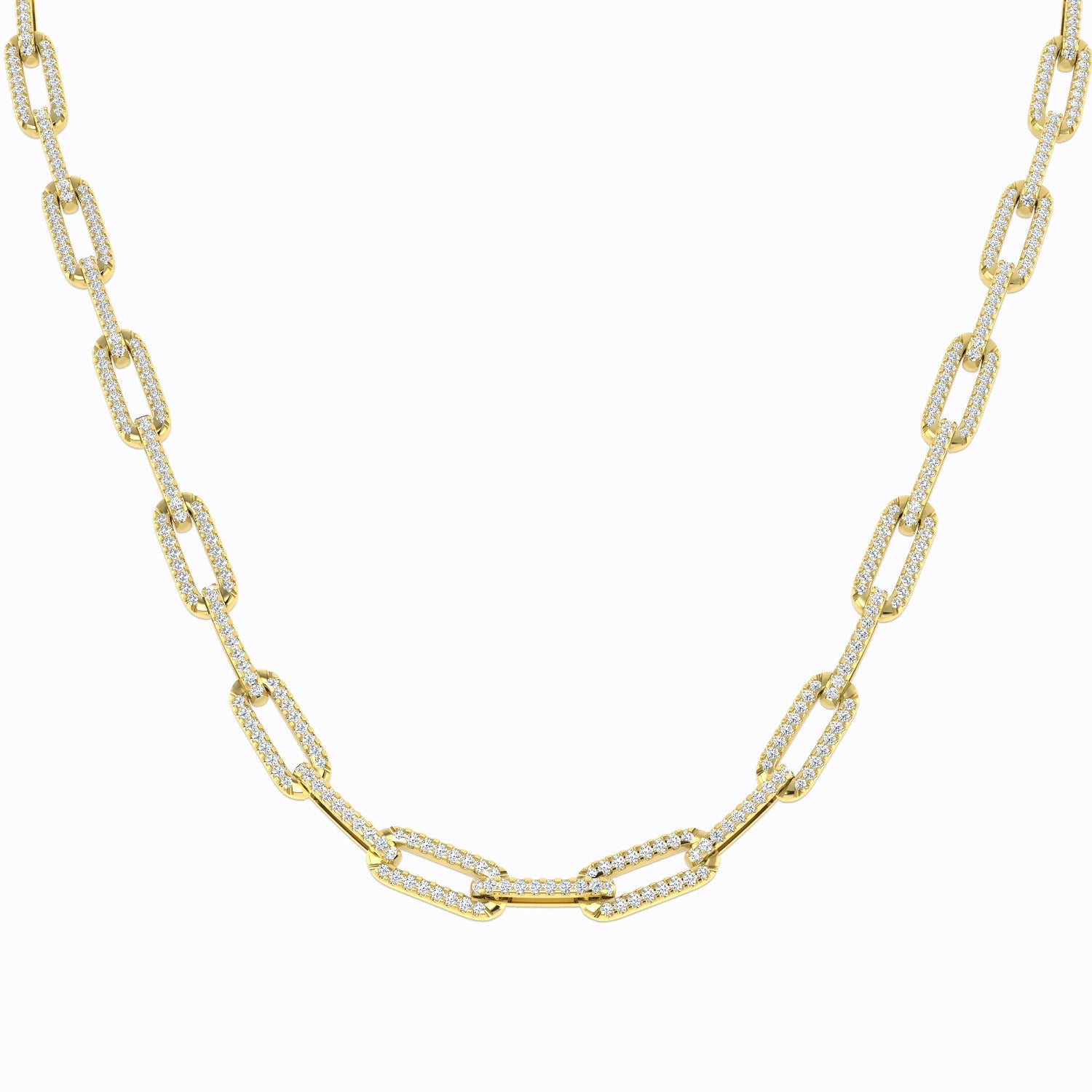 Diamond Paper Clip Necklace 3.5ct Gold – Lab & Natural Diamond