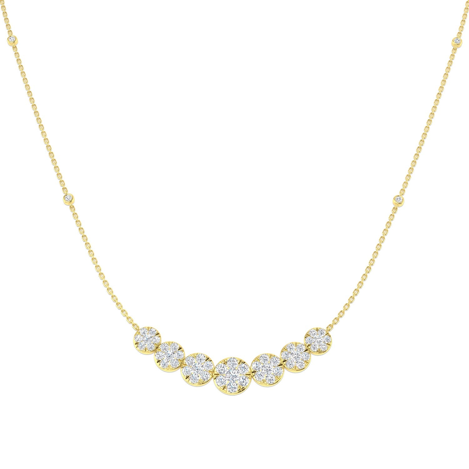 Flunk Cluster Necklace 2ct Diamond Platinum Gold