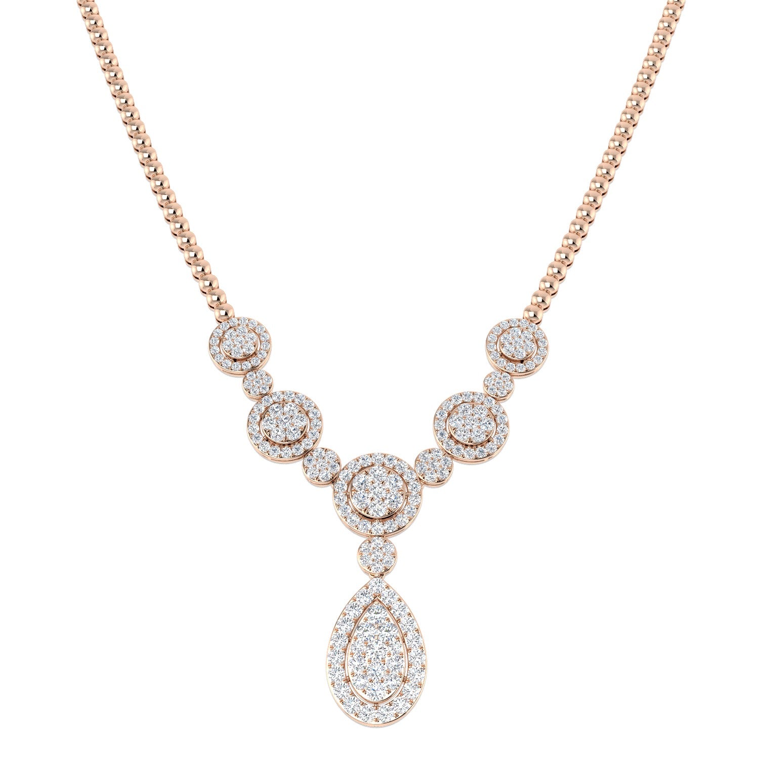 Fluky Cluster Diamond  Necklace 8ct Gold Platinum