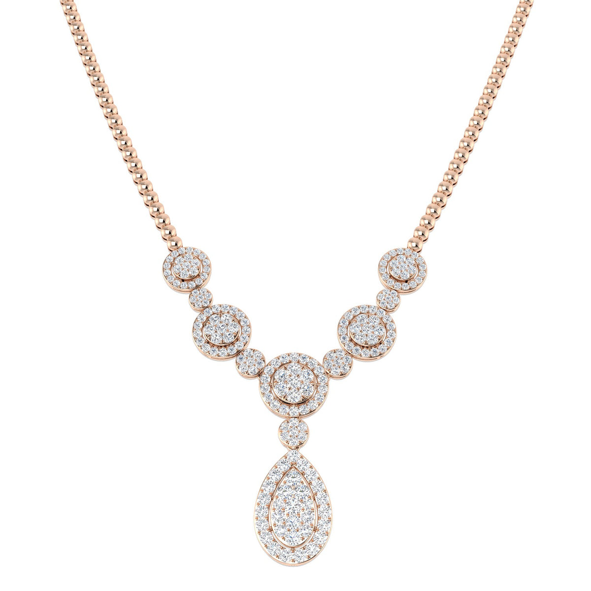 Fluky Cluster Diamond  Necklace 8ct Gold Platinum