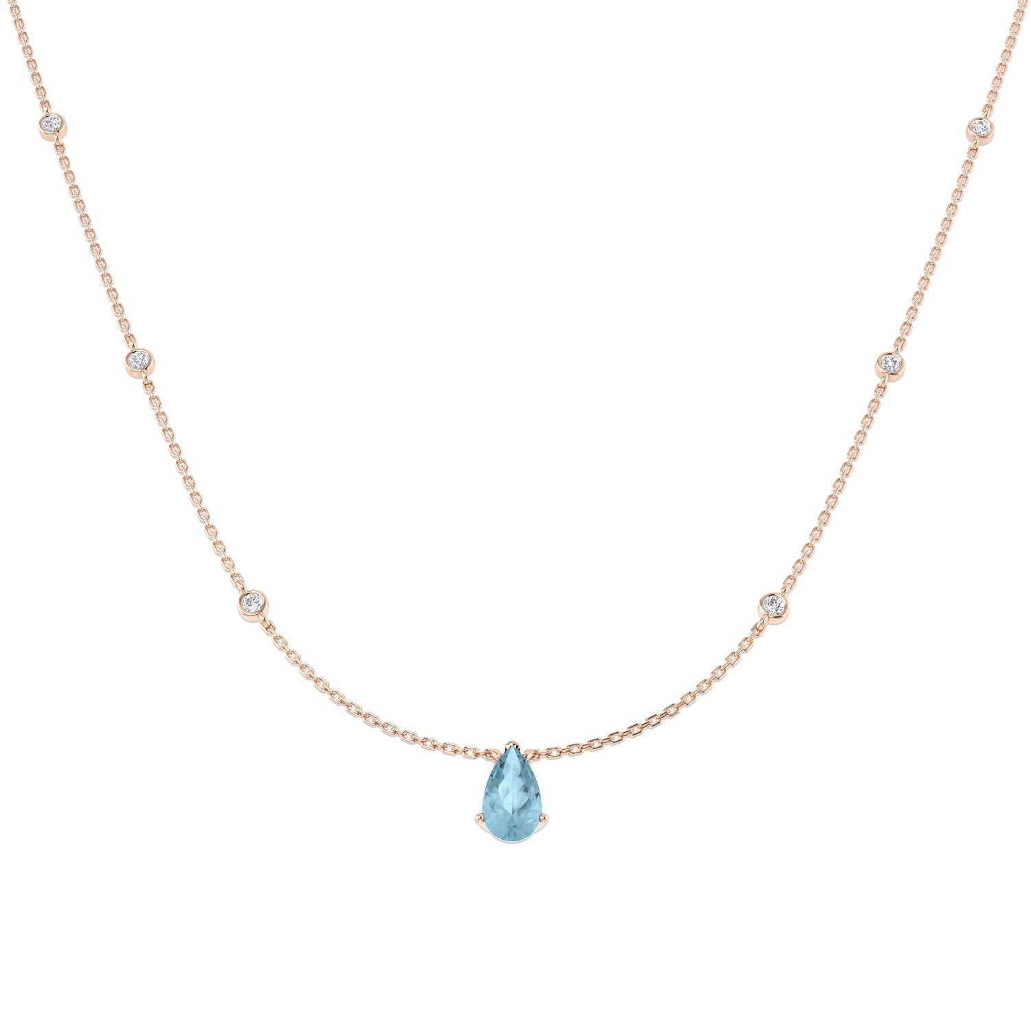 Pear Aquamarine Pendant Necklace 1.25ct Gold