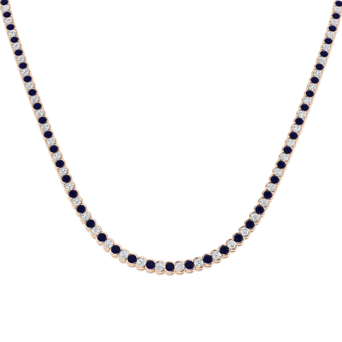 Blue Sapphire Necklace 12ct Gold Platinum | Lab & Natural Diamond Options