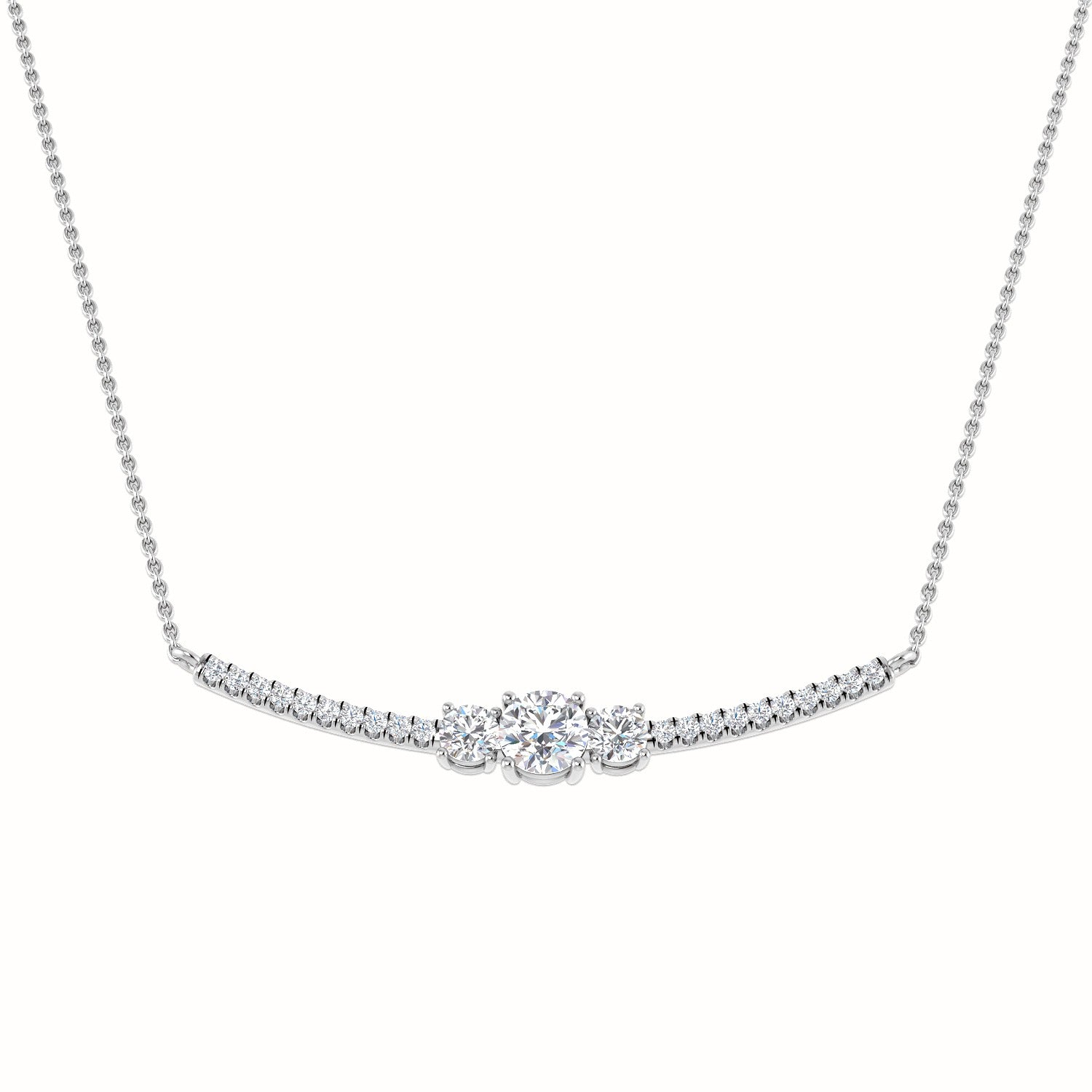 Frond Diamond Necklace Fancy 1ct Gold Platinum