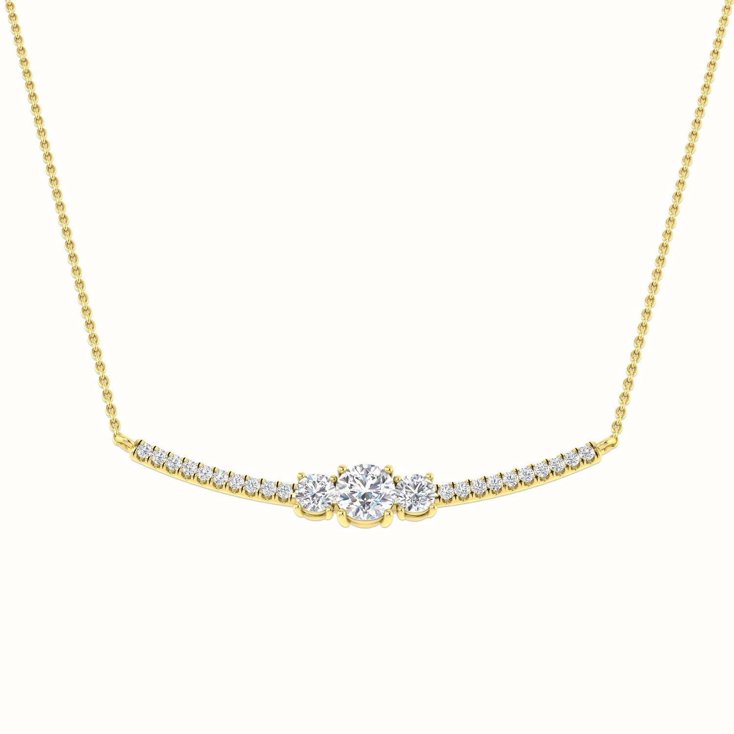 Frond Diamond Necklace Fancy 1ct Gold Platinum