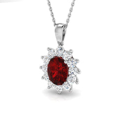 9ct White Gold 2.02ct Lab Grown Ruby Pendant - Diana Design