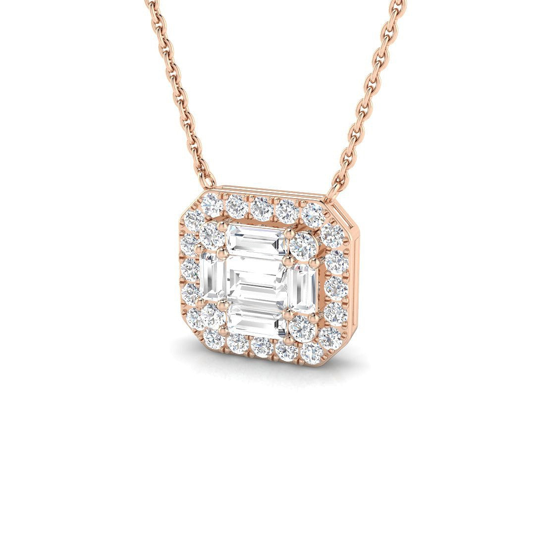 Brace Baguette & Brilliant Diamond Pendant 0.75ct Gold (Without Chain )