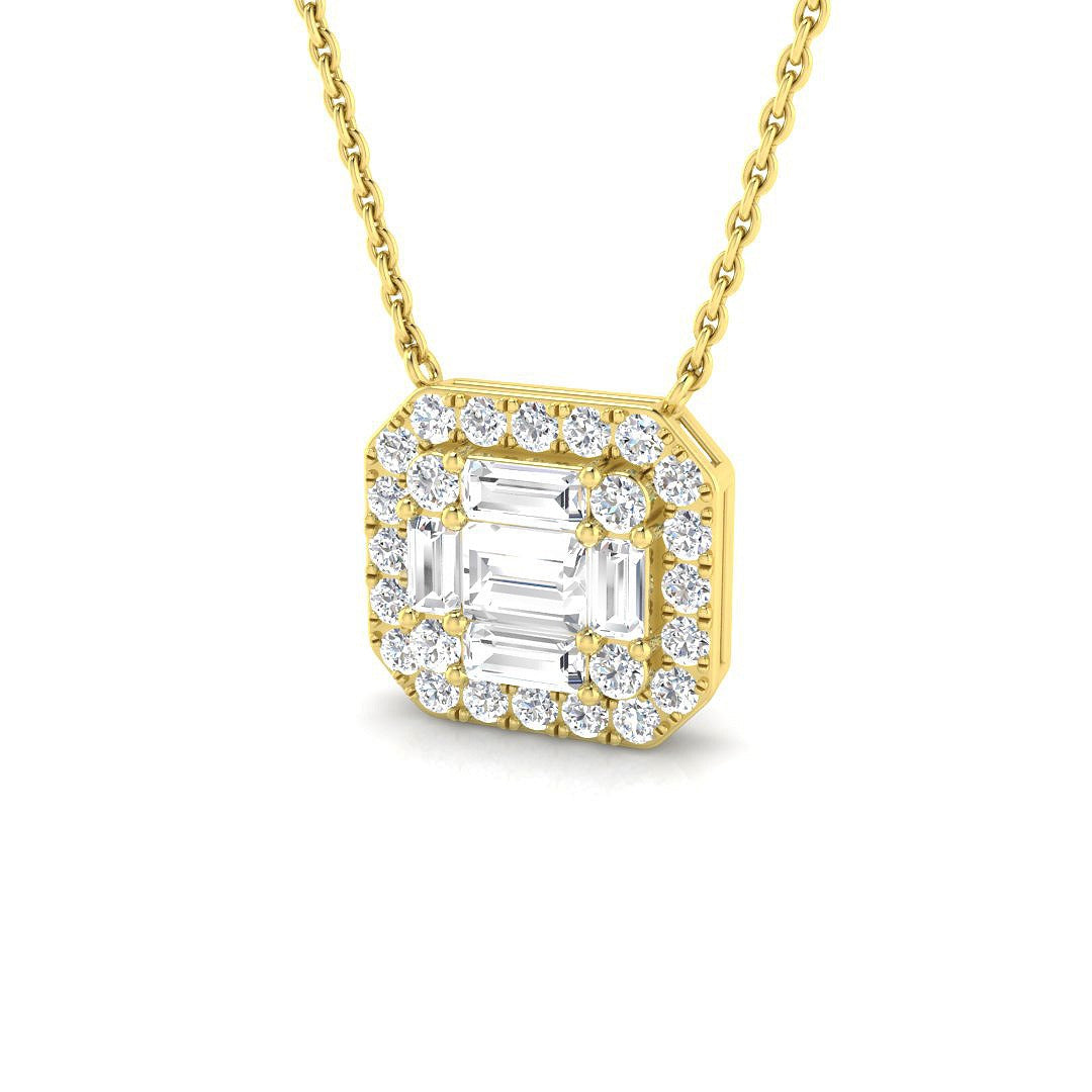 Brace Baguette & Brilliant Diamond Pendant 0.75ct Gold (Without Chain )