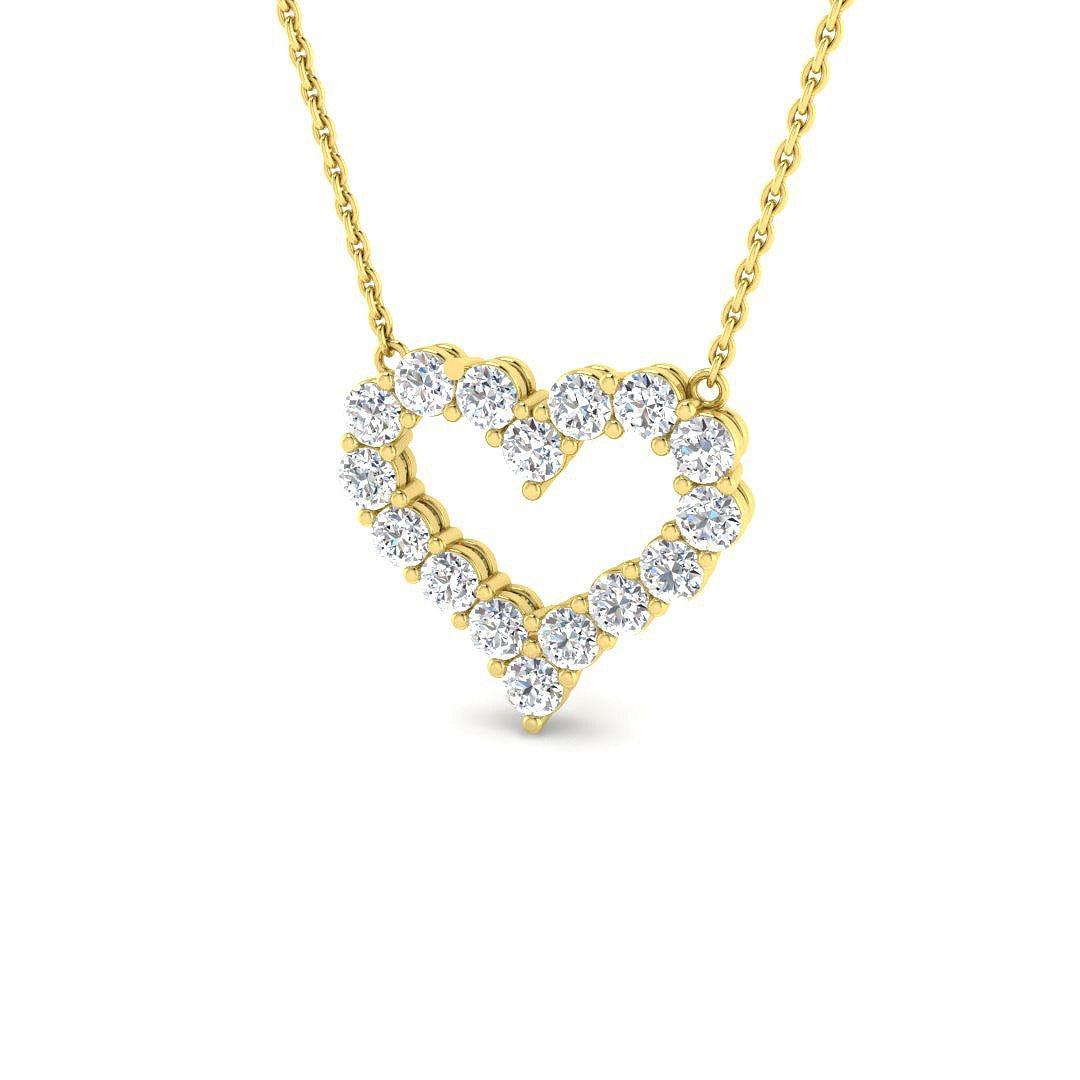 Clast Heart Pendant 1ct Diamond Gold (Without Chain )