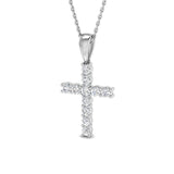 9ct White Gold 0.49ct Lab Grown Diamond Cross Pendant