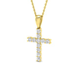 9ct Yellow Gold 0.49ct Natural Diamond Cross Pendant