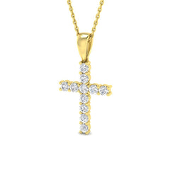 9ct Yellow Gold 0.49ct Natural Diamond Cross Pendant