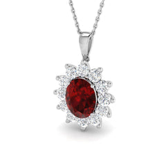 9ct White Gold 3.25ct Lab Grown Ruby Pendant