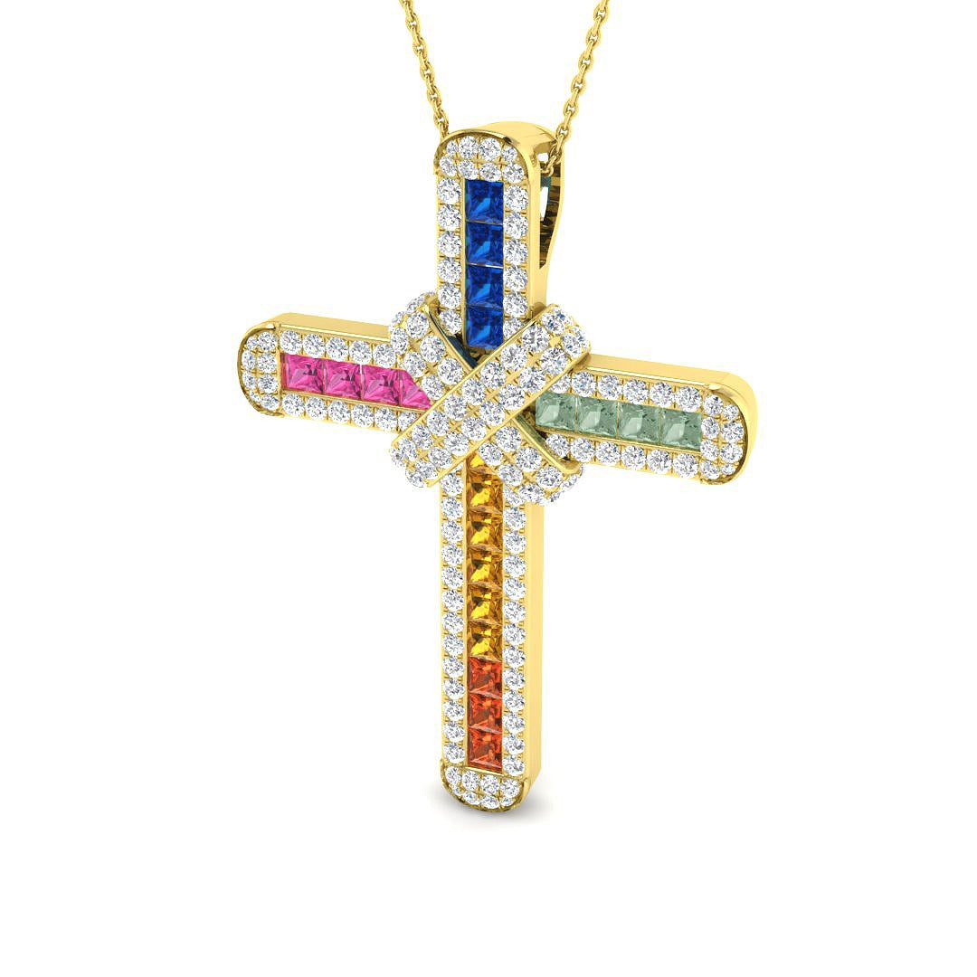 Forge Multi Sapphire Pendant 4.5ct to 5ct Gold (Without Chain )