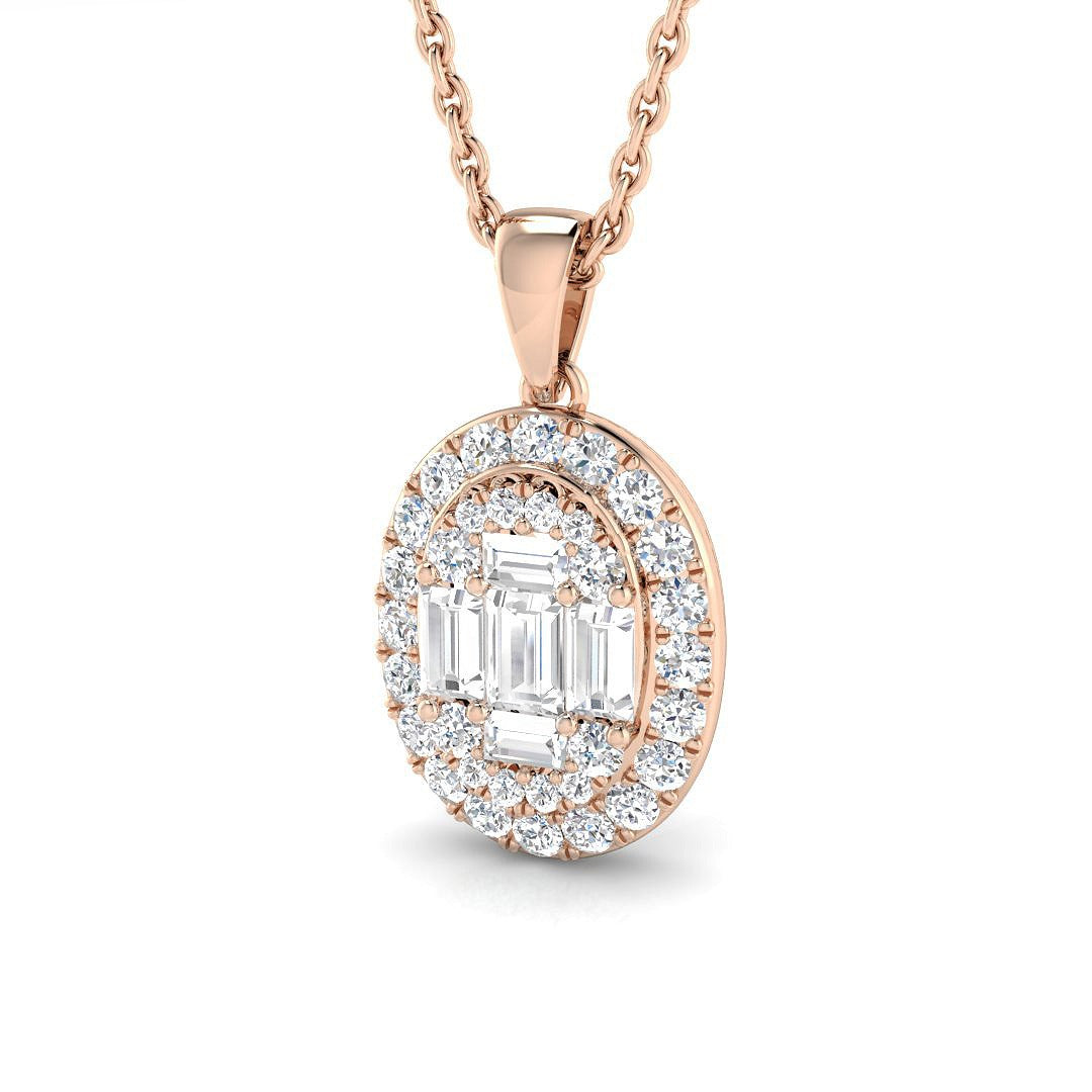Epact Baguette & Brilliant Diamond Pendant 0.5ct Gold (Without Chain )
