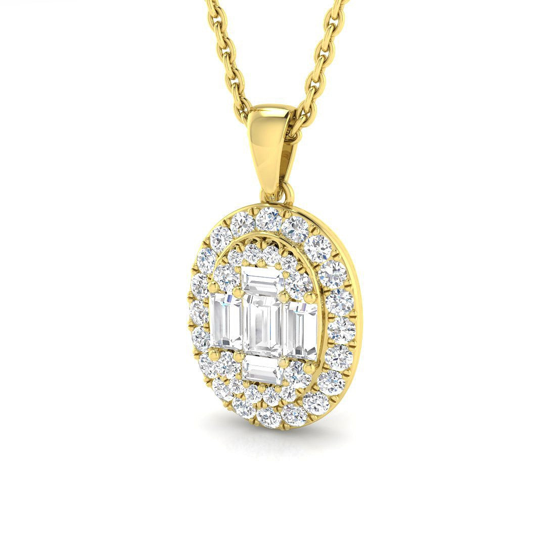 Epact Baguette & Brilliant Diamond Pendant 0.5ct Gold (Without Chain )