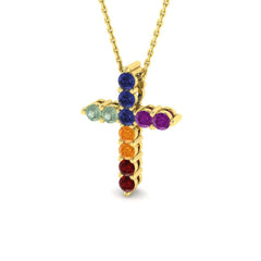 9ct Yellow Gold 0.96ct Natural Multi Sapphire Pendant