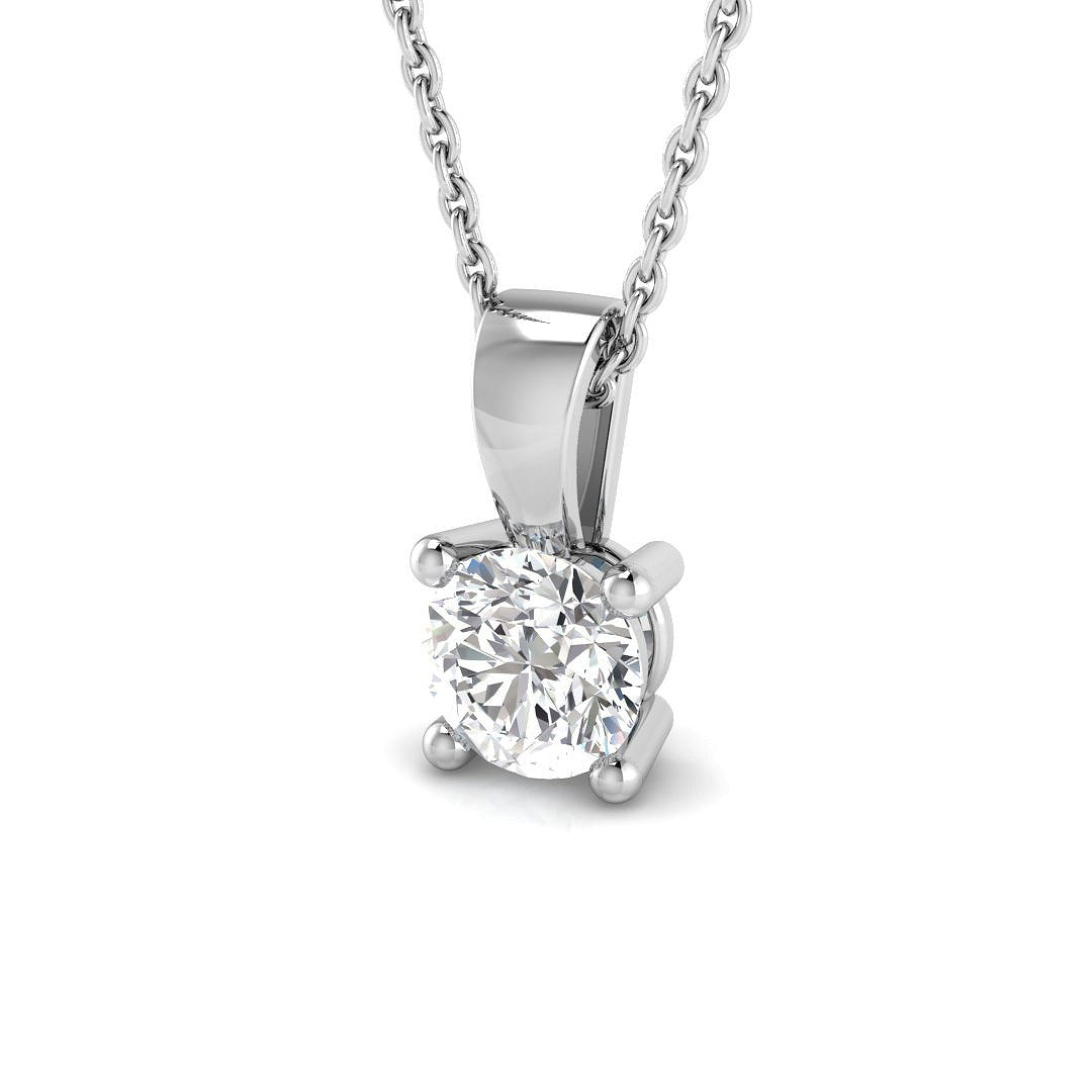 18k White Gold 0.65ct Natural Diamond Solitaire Pendant