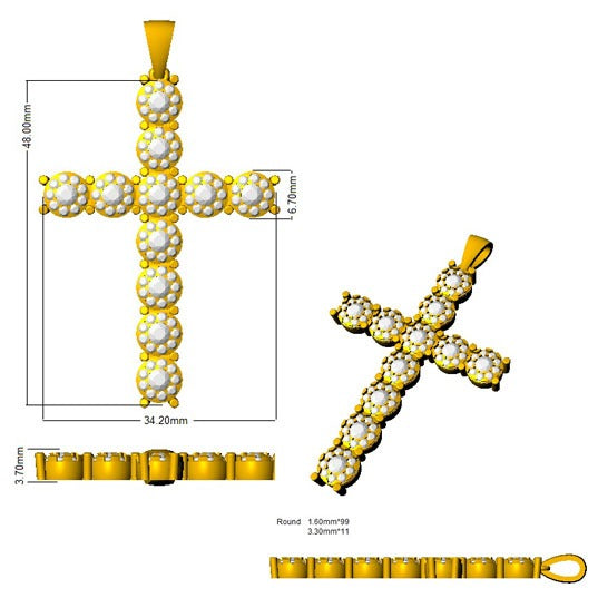 Diamond Cross Pendant in Pave & Prong Set | 9K/18K Gold or Platinum