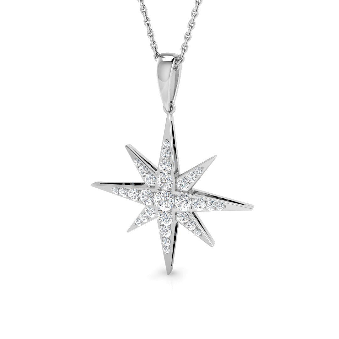 Star Diamond Pendant 0.5ct Gold & Platinum Necklace (Without Chain)