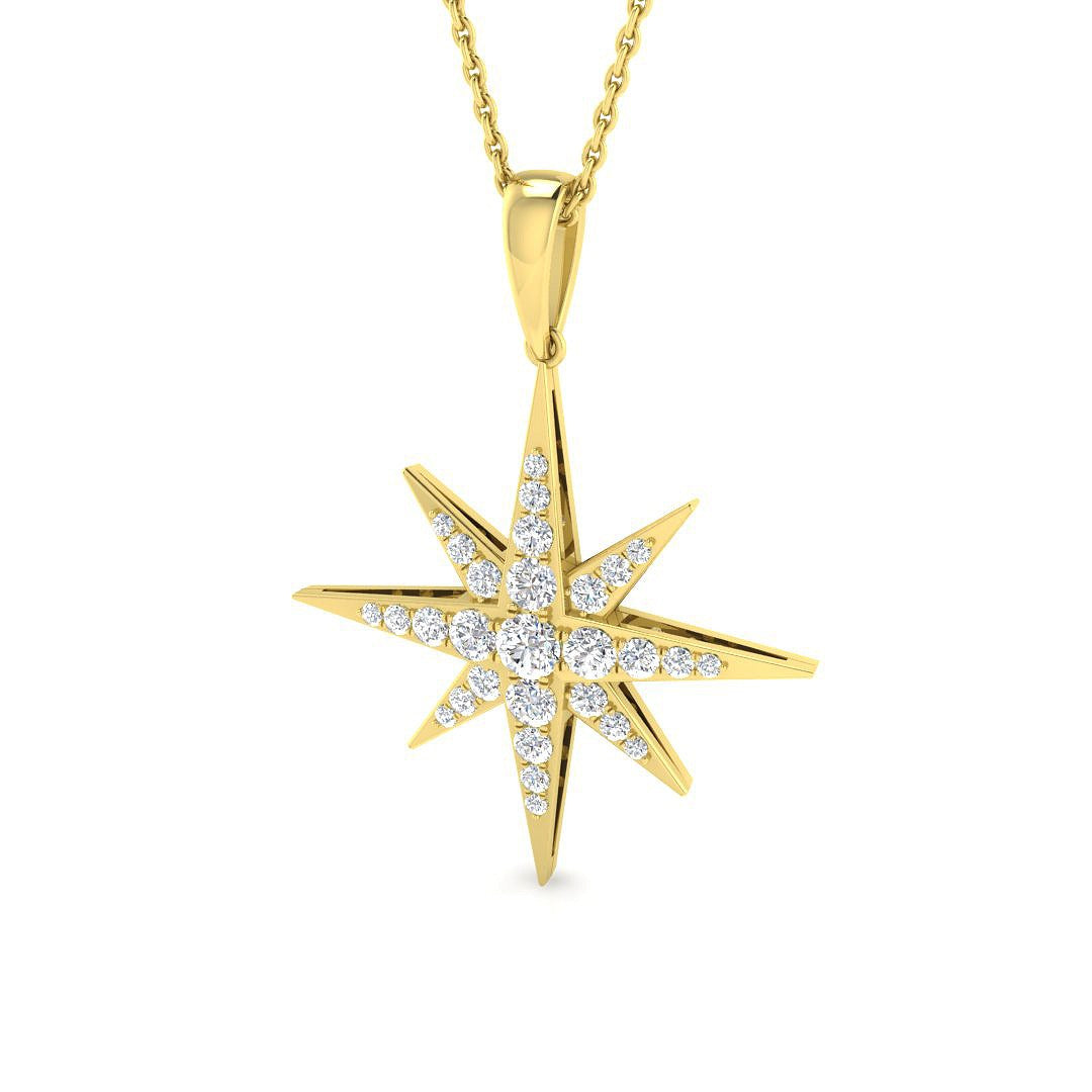 Star Diamond Pendant 0.5ct Gold & Platinum Necklace (Without Chain)