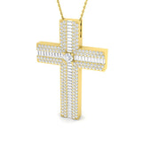 Diamond Cross Pendant | 1.00 Ct to 3.00 Ct | 9K/18K Gold with Complimentary Silver Chain
