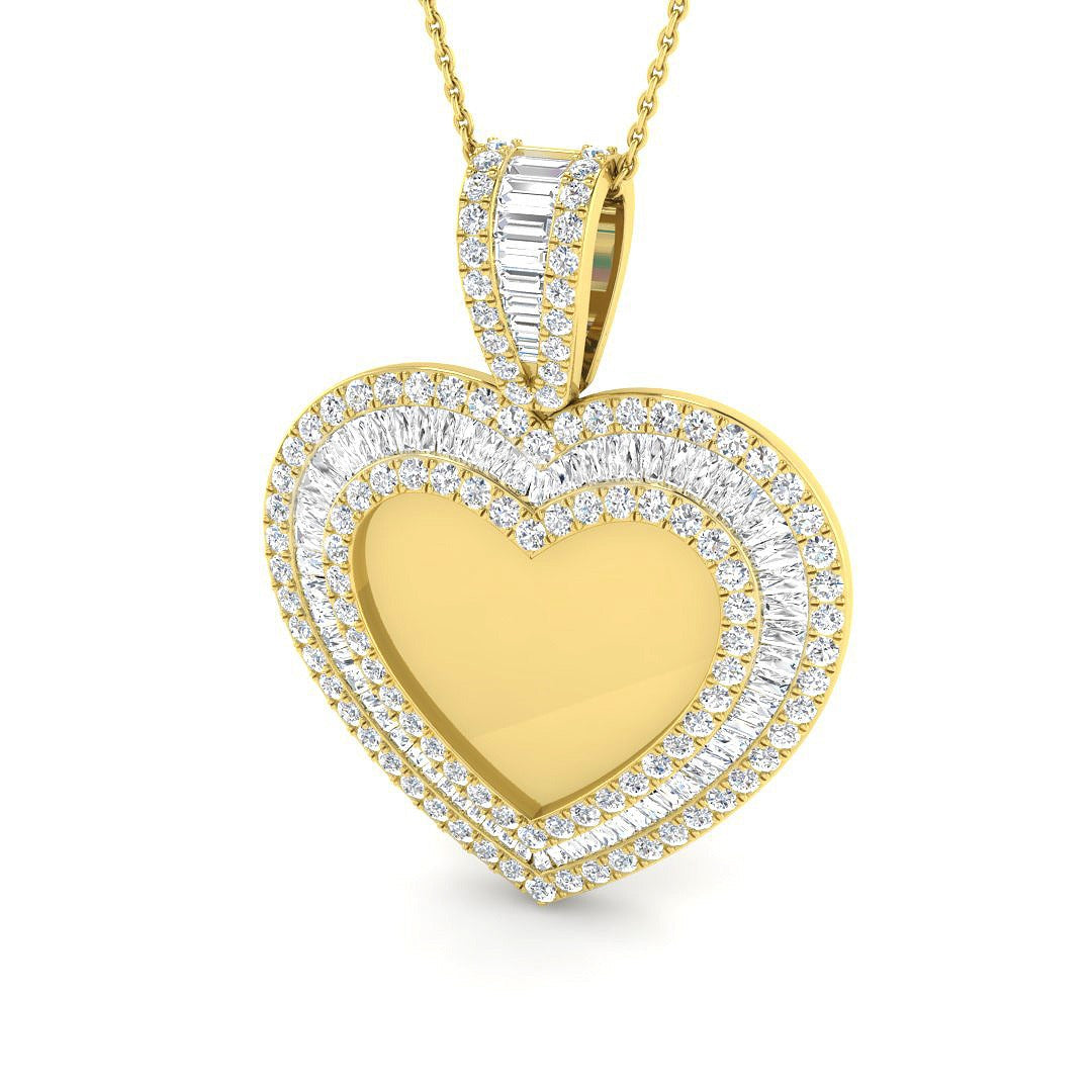 Flank Baguette Diamond Pendant 2.5ct  Gold(Without Chain )