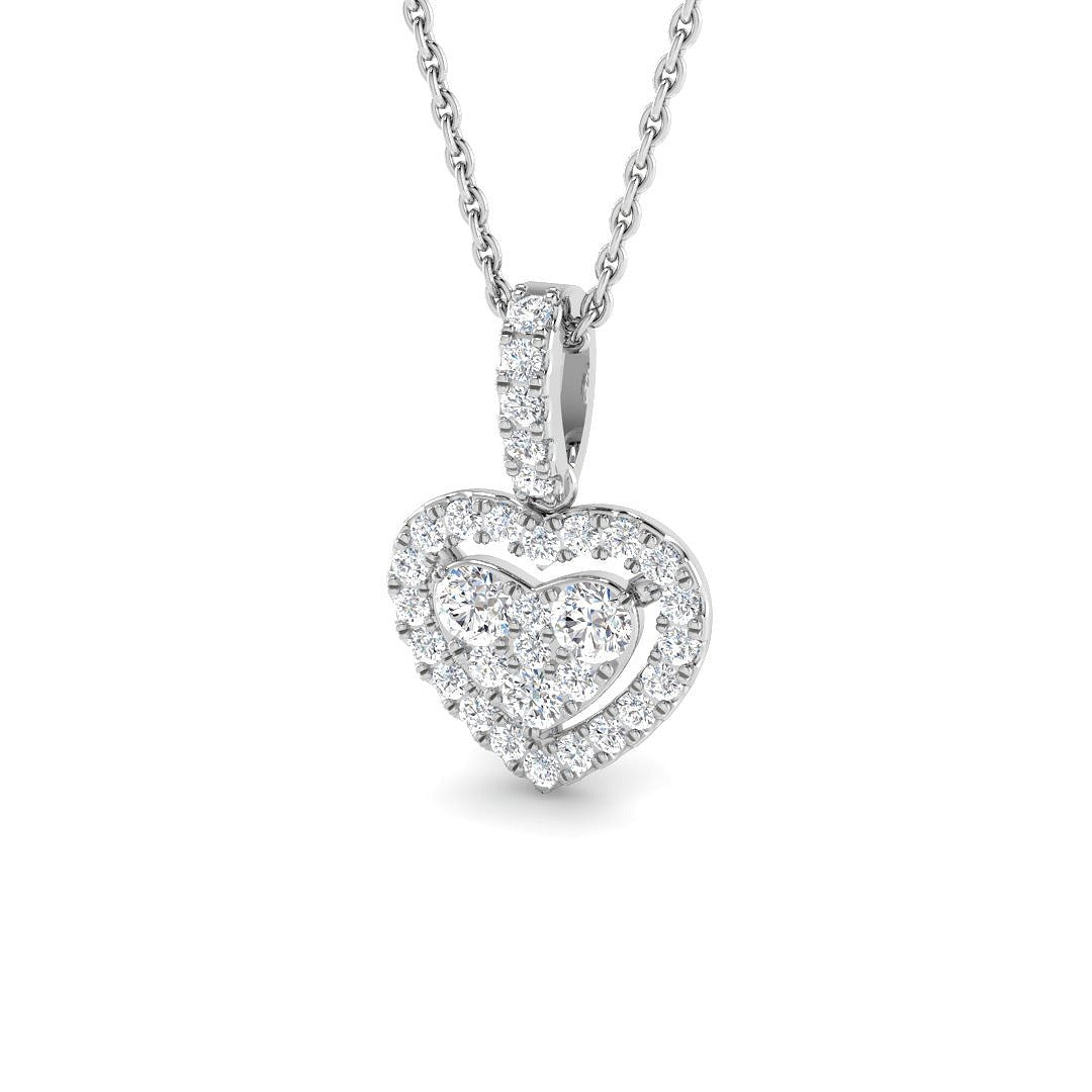9ct White Gold 0.44ct Lab Grown Diamond Heart Pendant