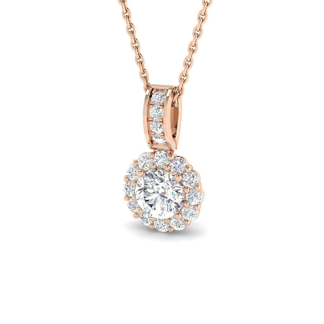 Halo Pendant 0.75ct Gold with Lab-Grown & Natural Diamonds