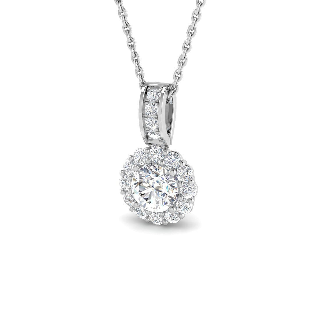 Flame Halo Pendant 0.75ct  Gold Diamond(Without Chain )