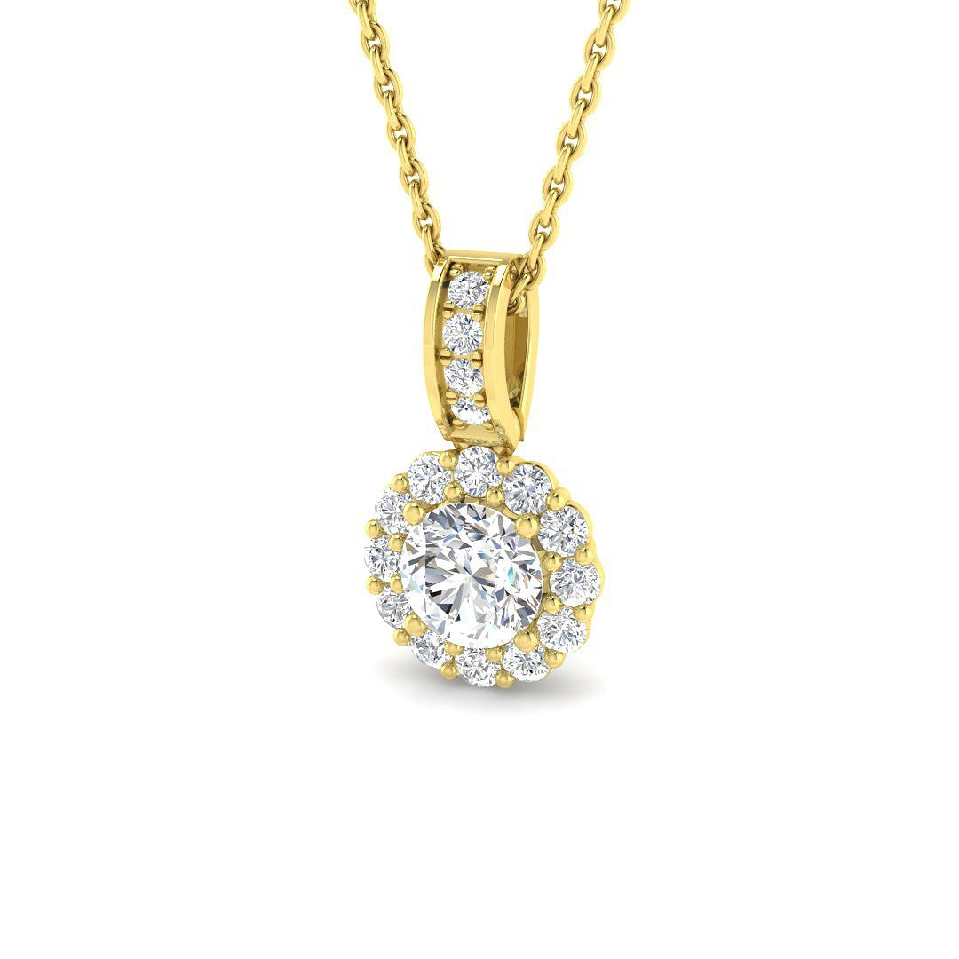 Flame Halo Pendant 0.75ct  Gold Diamond(Without Chain )