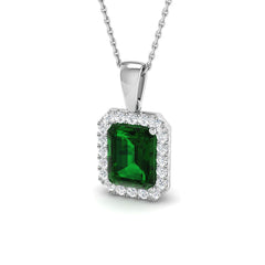 9ct White Gold 2.66ct Lab Grown Emerald Pendant