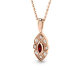 Marquise Ruby Diamond Pendant in Gold Without Chain