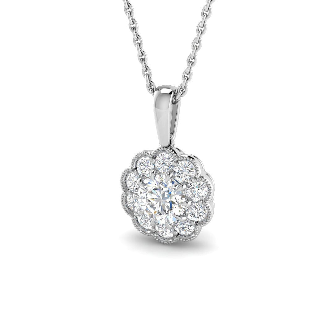 Diamond Flower Pendant| Vintage Rose Gold Floral Pendant Without Chain