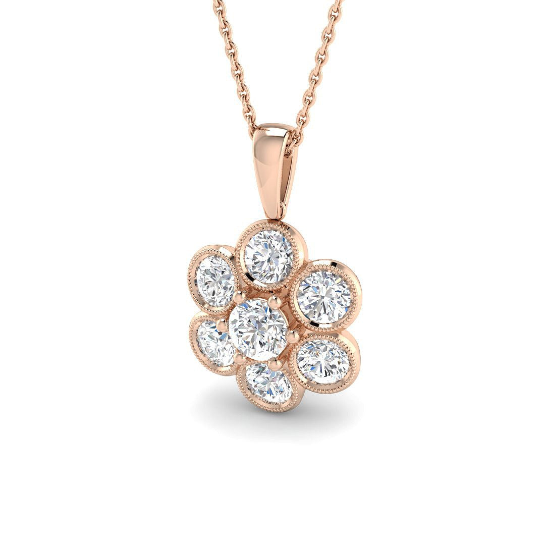 Cluster Diamond Pendant 2ct in 9K Rose Gold – Lab & Natural
