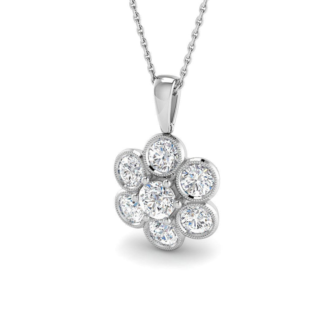 Cluster Diamond Pendant 2ct in 9K Rose Gold – Lab & Natural