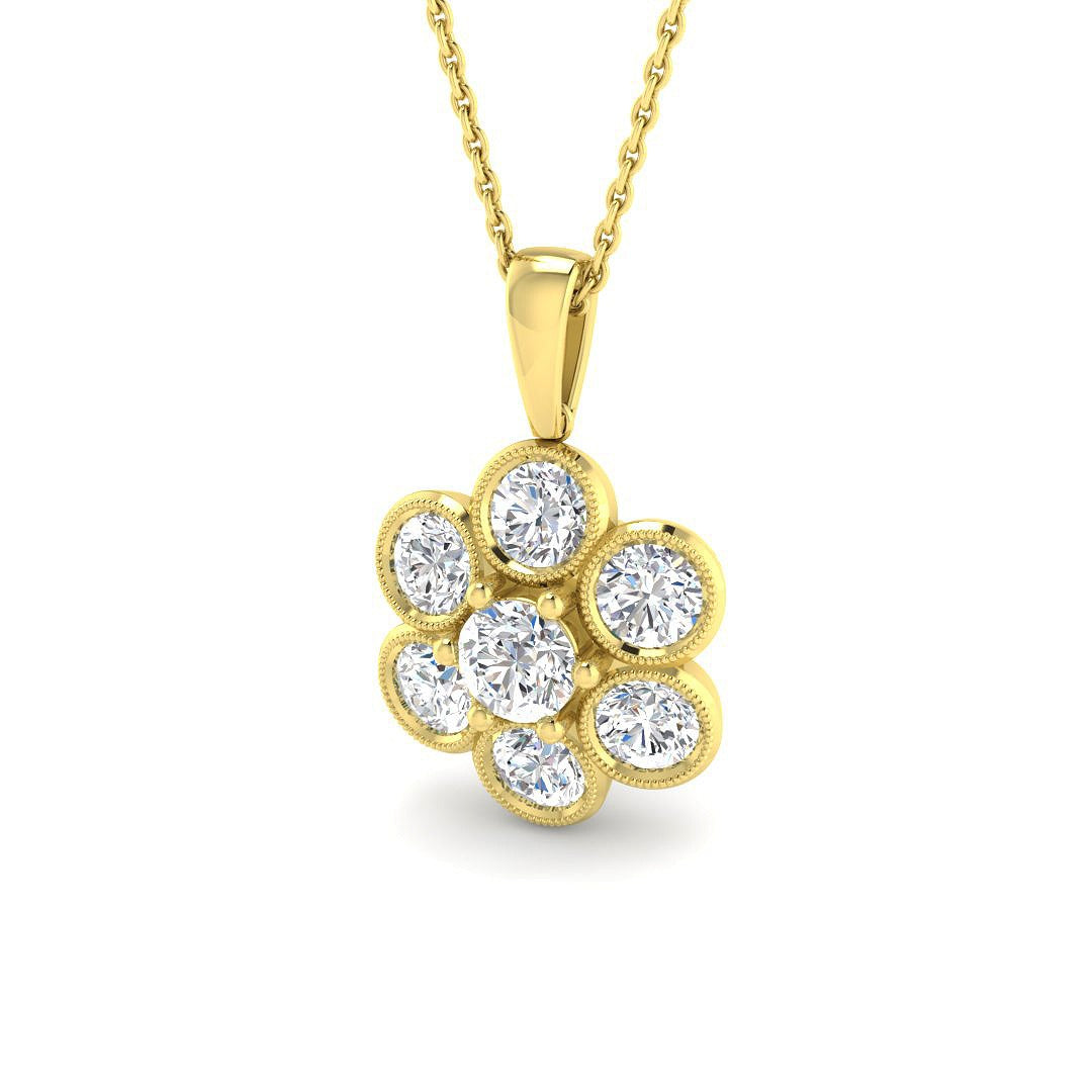 Cluster Diamond Pendant 2ct in 9K Rose Gold – Lab & Natural