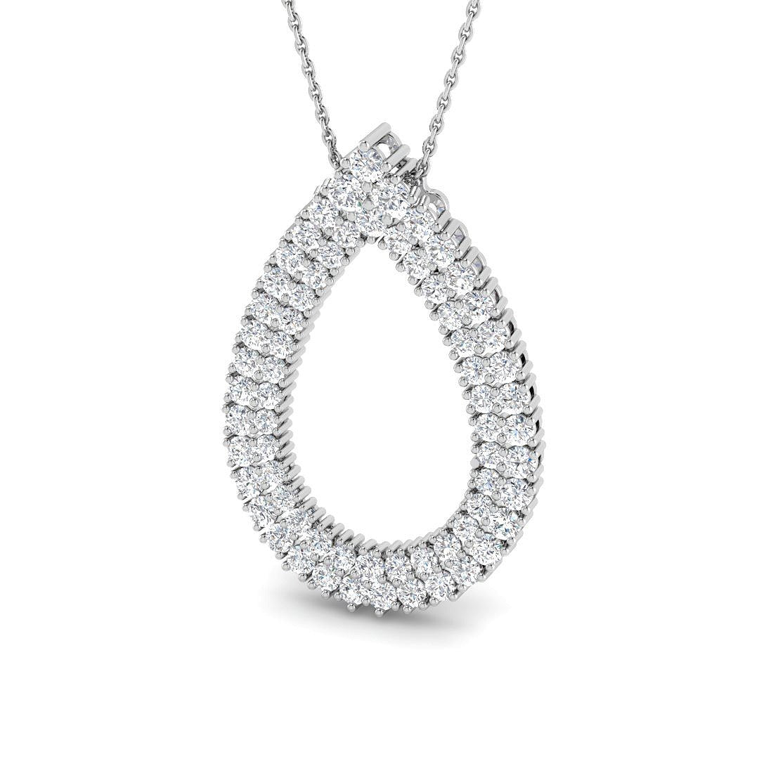 Lab Grown Diamond Tear Drop Halo Pendant 2ct Necklace in Gold Without Chain