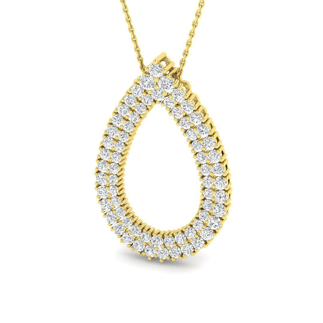 Lab Grown Diamond Tear Drop Halo Pendant 2ct Necklace in Gold Without Chain