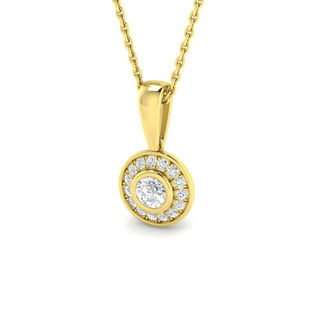 Halo Pendant 0.25ct Diamond  Gold (Without Chain )