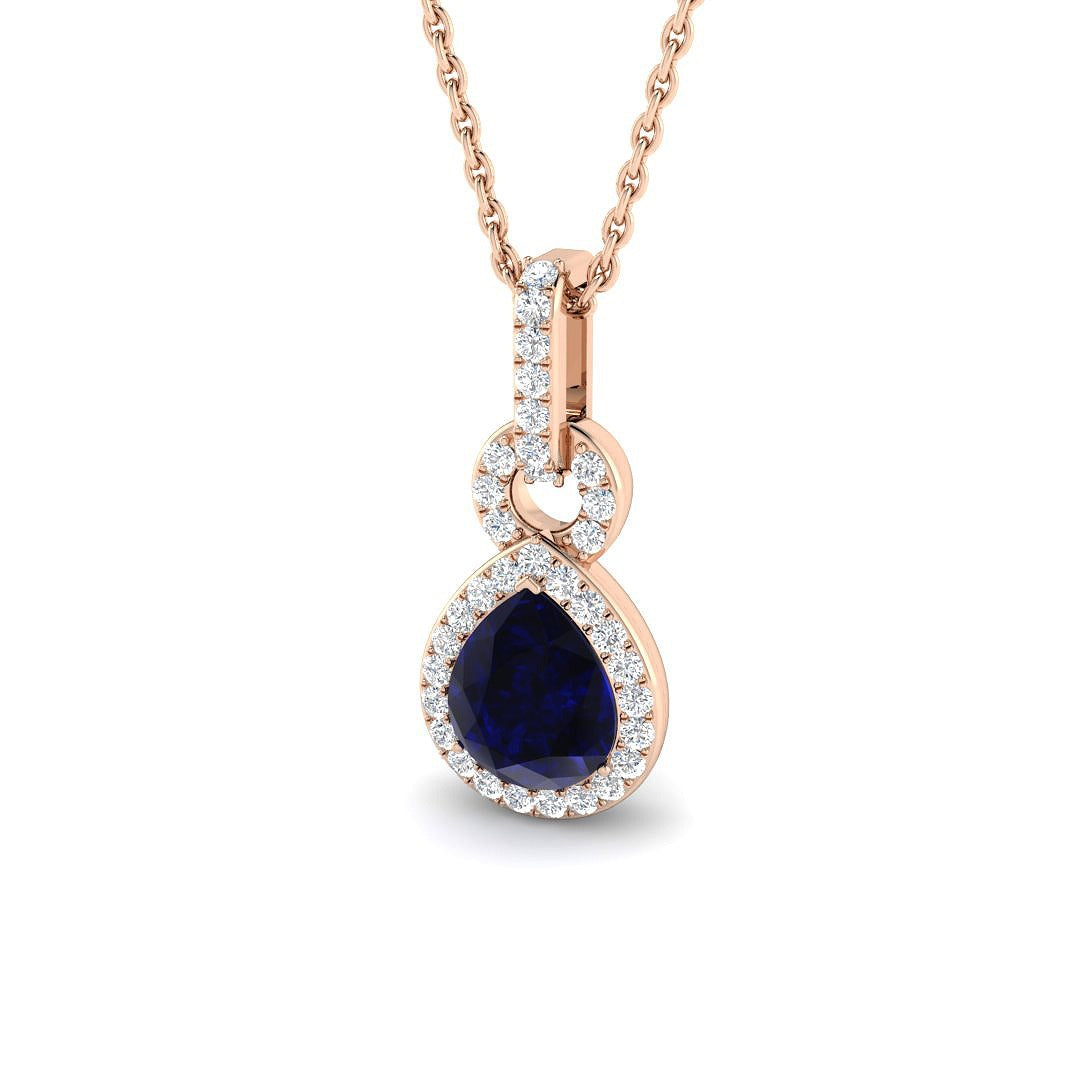Blue Sapphire Pendant 1.25ct to 1.75ct Gold Without Chain