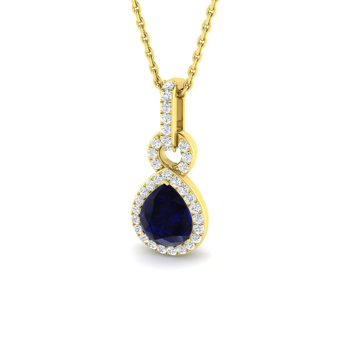 Blue Sapphire Pendant 1.25ct to 1.75ct Gold Without Chain