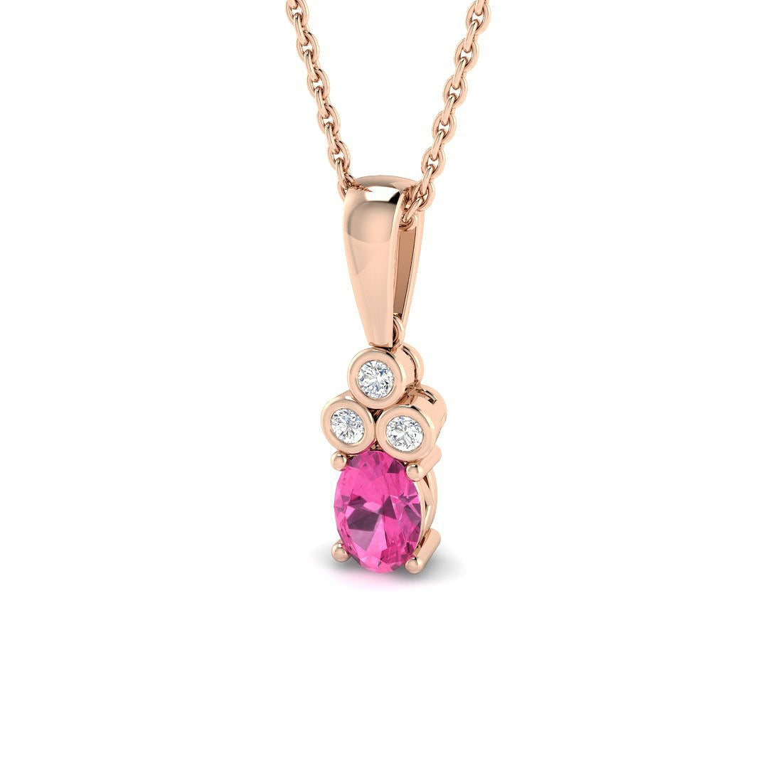 Pink Sapphire Diamond Pendant 0.5–1.5ct Gold – Lab-Grown & Natural