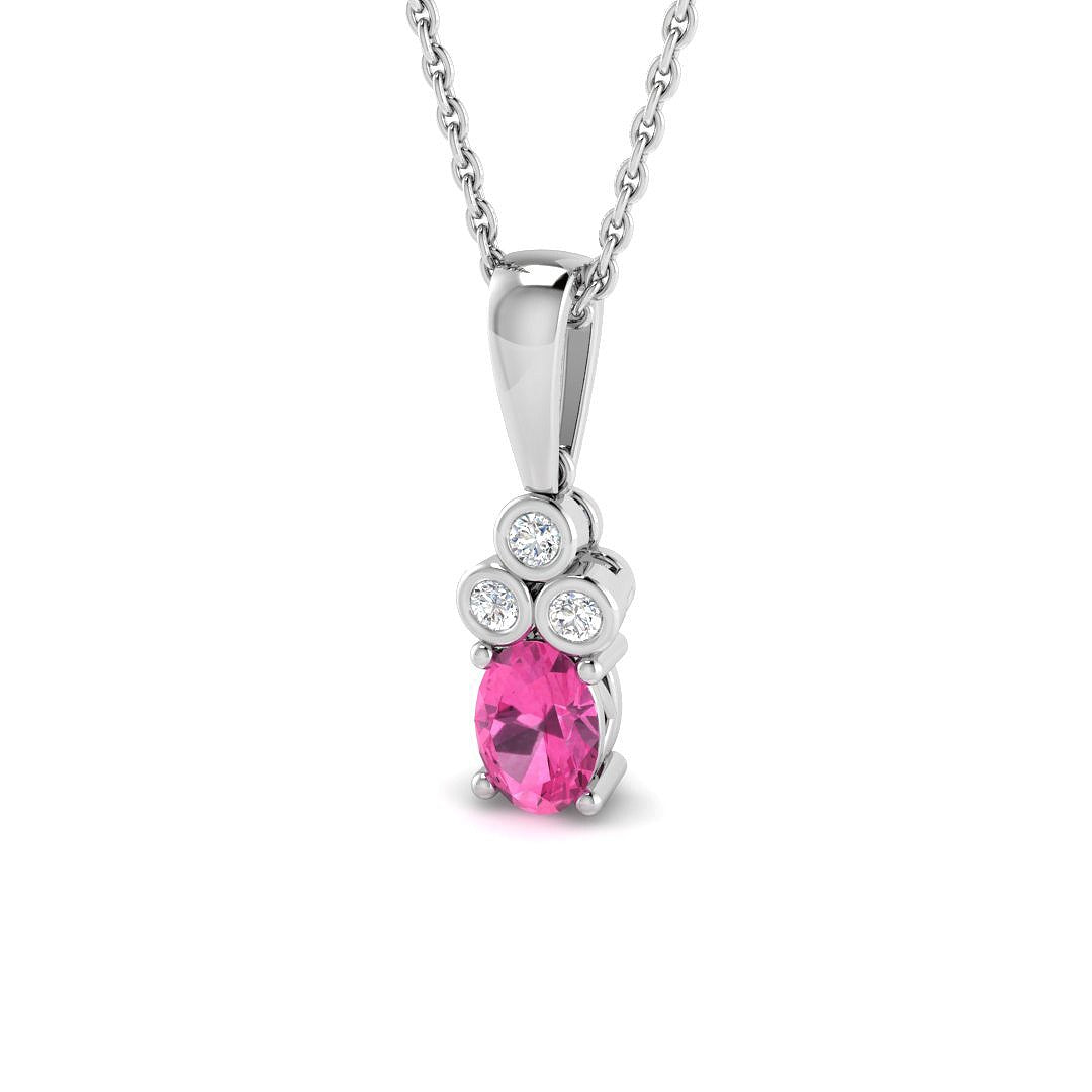 Pink Sapphire Diamond Pendant 0.5–1.5ct Gold – Lab-Grown & Natural
