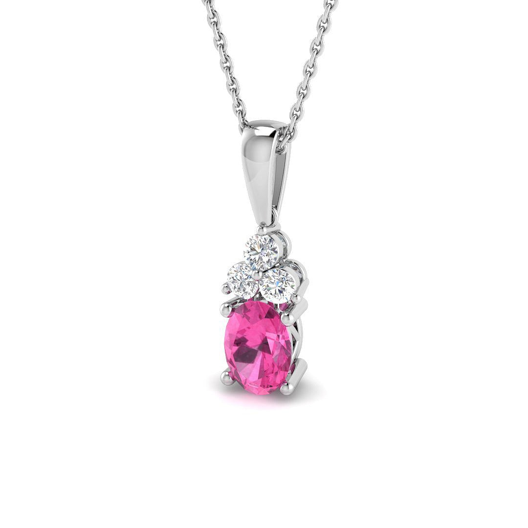 Pink Sapphire Pendant 1.25ct in 9K Gold | Lab & Natural Diamond Options