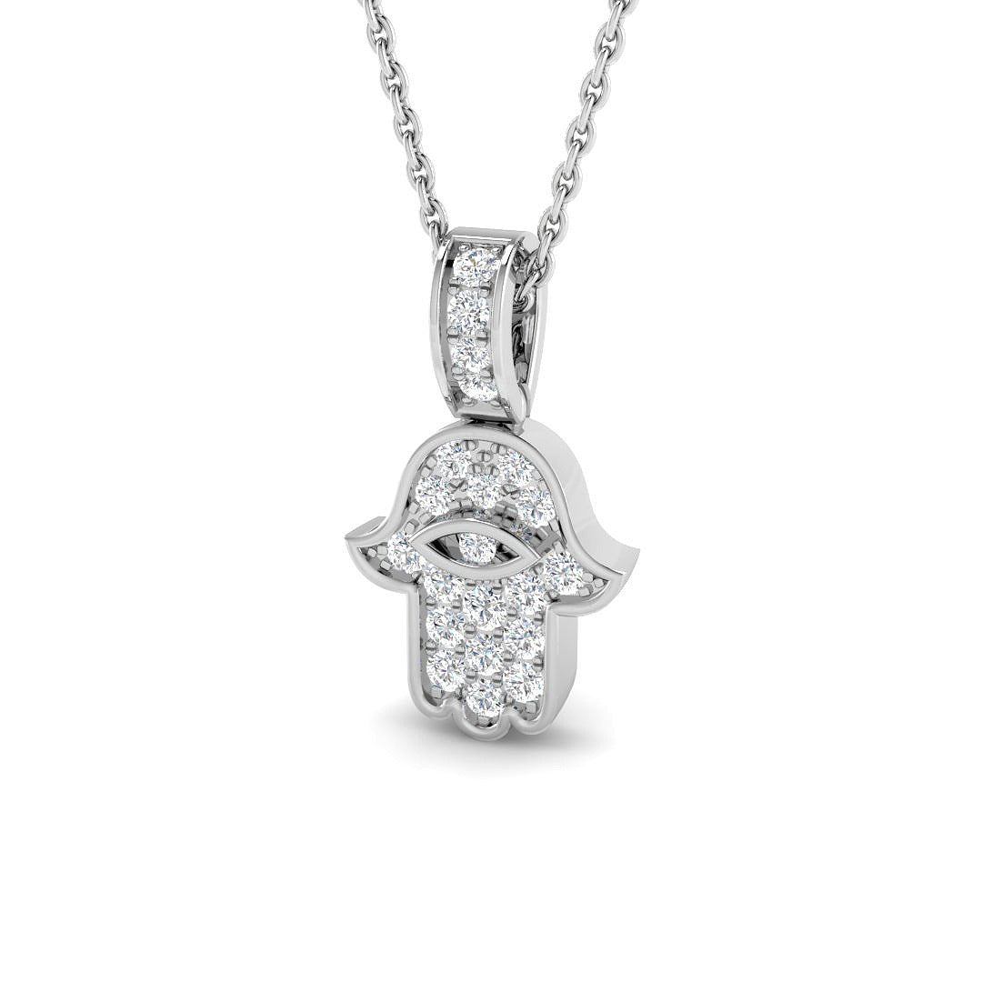 9ct White Gold 0.25ct Lab Grown Diamond Pendant - Religious