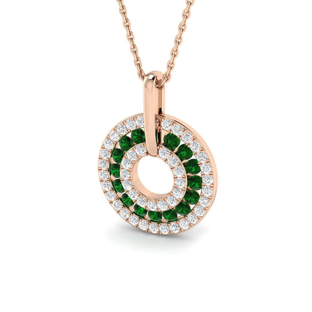 Emerald Circle Diamond Pendant in Gold Without Chain