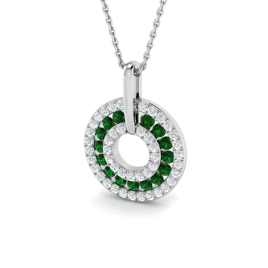 Emerald Circle Diamond Pendant in Gold Without Chain