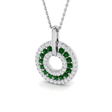 Emerald Circle Diamond Pendant in Gold Without Chain